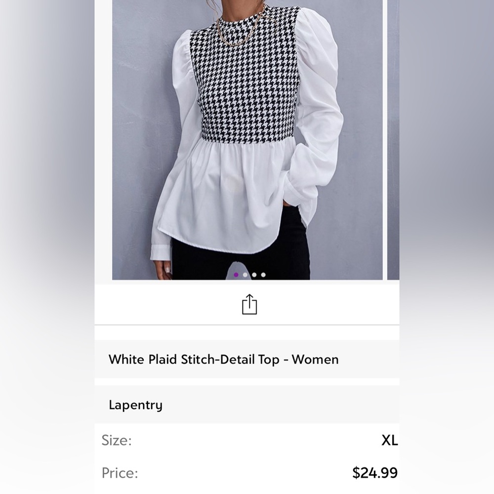 White plaid stitch top women’s size XL
